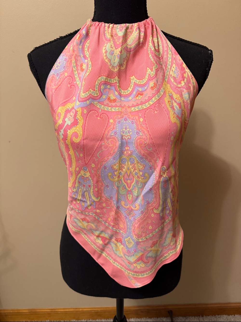 J. McLaughlin Pink and Yellow Paisley halter top
